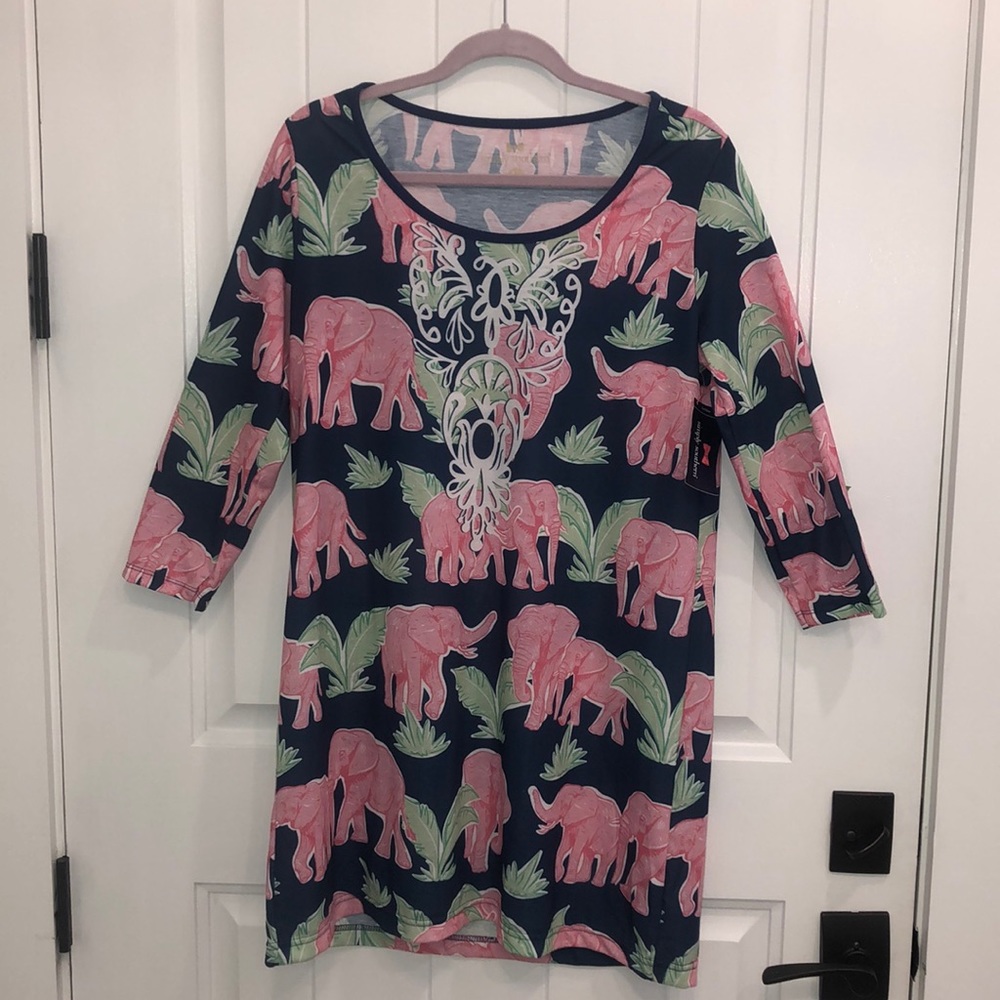 Simply Southern Navy Dress with Pink Elephant Print